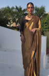Gold Pure Tissue Saree & Zardozi Embroidered Blouse