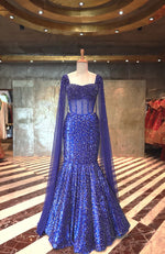 LAILA Sapphire Starlet Hand Embroidered Corset Mermaid Lehenga Set