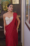 Divinity White Hand Embroidered Corset Saree Set