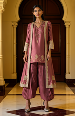 Iolite Silver Embroidered Jacket Dhoti Set