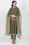 Martini Olive Kasab Gota & Sequin Kurta Set With Dupatta