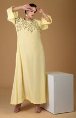 Dainty Floral Lemon Sprig Hand Embroidered Dress