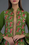 Olive Green Parsi Gara Embroidered Jacket