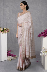Heirloom Nude Pink Chikankari-Gota Patti Hand Embroidered Saree
