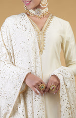 Ivory Kamdani & Zardozi Hand Embroidered Sharara Suit