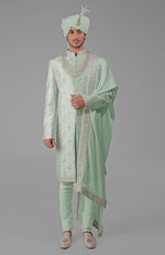 Barely Pink Floral Hand Embroidered Sherwani Set