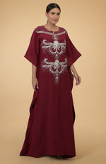 Eclipse Blue- Silver Crystal and Beads Embroidered Kaftan