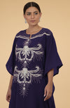 Eclipse Blue- Silver Crystal and Beads Embroidered Kaftan