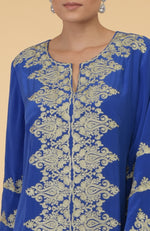 Cobalt Blue- Gold Kashmir Embroidered Kaftan
