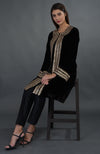 Black Gota Patti Hand Embroidered Silk Velvet Jacket