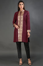 Maroon Gota Patti And Sequins Embroidered Jacket Suit