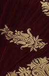 Burgundy Kashmiri Gold Tilla Aari Embroidered Velvet Saree