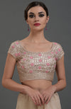 Nude Pink Gota Patti & Floral Hand Embroidered Blouse