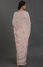 Nude Pink Hand Embroidered Gota Patti Pure Crepe Saree