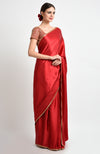 Royal Red Mirror Work and Zardozi Hand Embroidered Saree