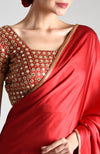 Royal Red Mirror Work and Zardozi Hand Embroidered Saree