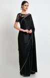 Black Hand Embroidered Crystal Saree & Lace Blouse