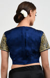Sapphire Blue Zardozi & Pearl Beads Hand Embroidered Blouse