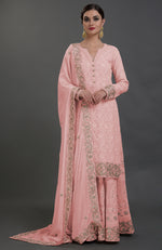 English Rose Chikankari & Gota Patti Embroidered Sharara Suit