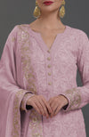 Fragrant Lilac Chikankari & Gota Patti Embroidered Sharara Suit
