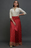 Royal Red Mirror Work and Zardozi Skirt With Mukaish Blouse
