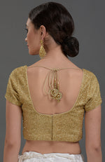 Gold Georgette Tissue Zardozi Hand Embroidered Blouse