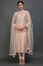 Nude Pink Hand Embroidered Gota Patti Work Suit with Dupatta