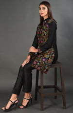 Black Kashmir Kani Art Embroidered Jacket Set
