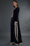 Kashmir Inspired Silver Tilla Embroidered Midnight Blue Suit
