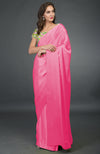In Full Bloom Bright Pink Saree with Floral Embroidered Blouse