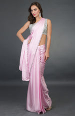 Pastel Pink Sequin Embroidered Saree & Blouse