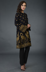 Black-Beige Gold Parsi Gara Embroidered Tunic
