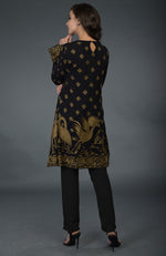 Black-Beige Gold Parsi Gara Embroidered Tunic