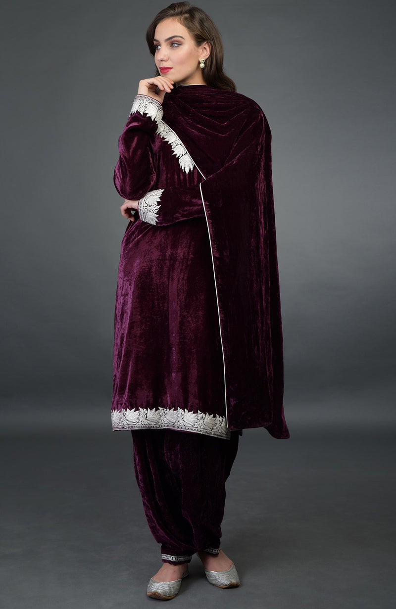 Noor Silk-Velvet Tilla Embroidered Patiala Salwar Suit