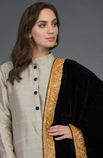 Black Kashmiri Tilla Embroidered Dupatta With Palazzo Suit