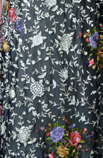 Pre-Order Black Parsi Gara Hand Embroidered Dupatta