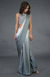 Grey Ombre Sequin Hand Embroidered Saree and Blouse