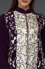 Plum-Beige Parsi Gara Embroidered Jacket