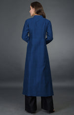 Peacock Blue- Black Raw Silk/ Silk/ Crepe/ Georgette Suit