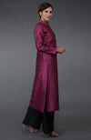 Peacock Pink- Black Raw Silk/ Silk/ Crepe/ Georgette Suit