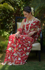 Pre-Order Masterpiece Red Parsi Gara Hand Embroidered Saree