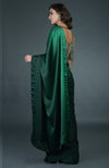 Bottle Green Ombre Saree With Zardozi Work Blouse