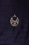 Eclipse Blue Zardozi Hand Embroidered Linen Saree