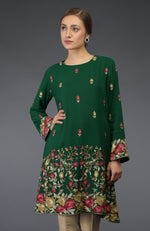 Bottle Green Parsi Embroidered Tunic Suit
