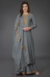 Princess Blue Resham-Tilla Embroidered Farshi Palazzo Suit