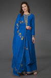 Princess Blue Resham-Tilla Embroidered Farshi Palazzo Suit