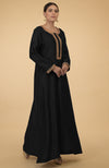 Black- Gold Thread and Sequin Embroidered Kaftan