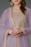 Lavender Gota Sequin & Pearl Beads Farshi Palazzo Suit