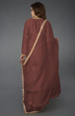 Marsala Gota Sequin & Pearl Beads Farshi Palazzo Suit