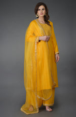 Sunglow Yellow Gota Sequin & Pearl Beads Farshi Palazzo Suit